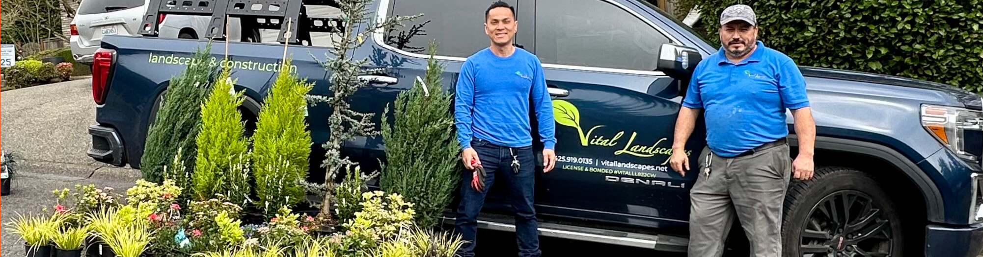 Landscapers ready to plant shrubs. Landscapers ready to plant shrubs.