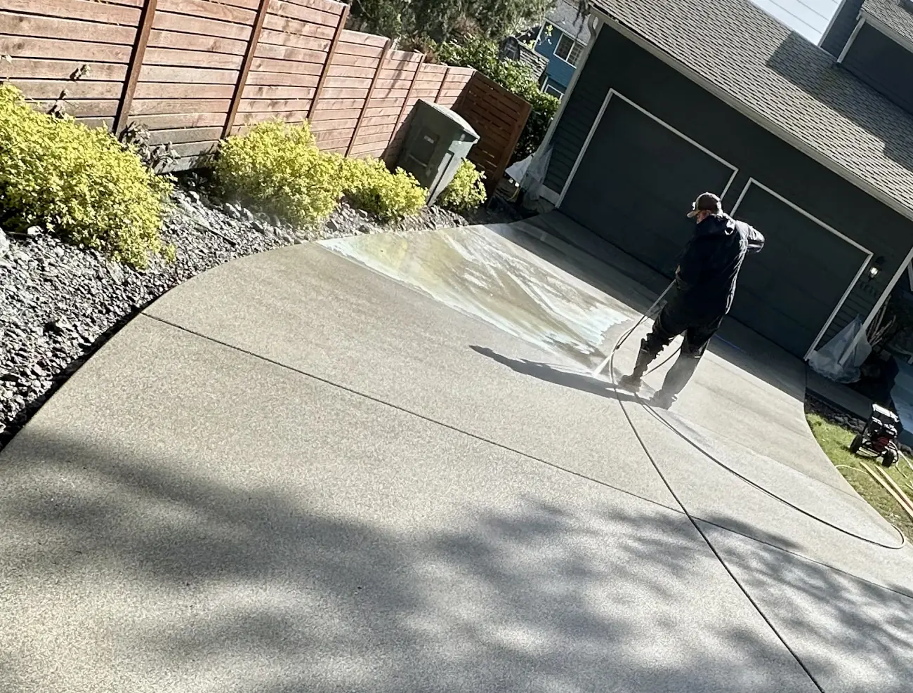 New Concrete Driveway - Spraying it Down New Concrete Driveway - Spraying it Down